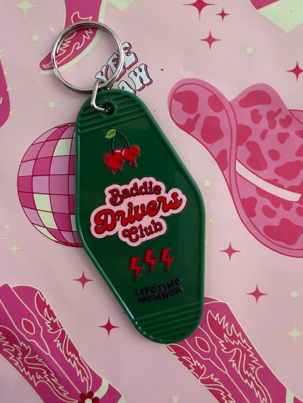 Baddie Drivers Club Lifetime Member Keychain - Green Retro Style